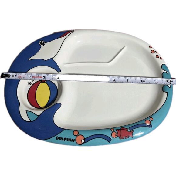Nagao Children's Divided Sturdy Dinner Plate Dolphin Fish Melamine Korea HTF - Picture 6 of 10